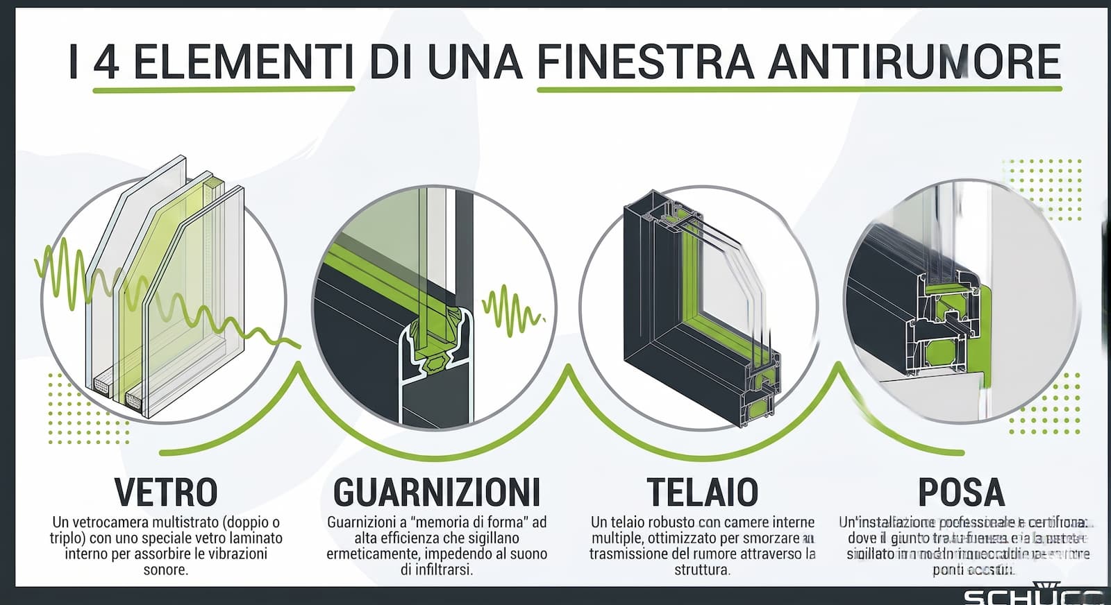 4 elementi di una finestra antirumore